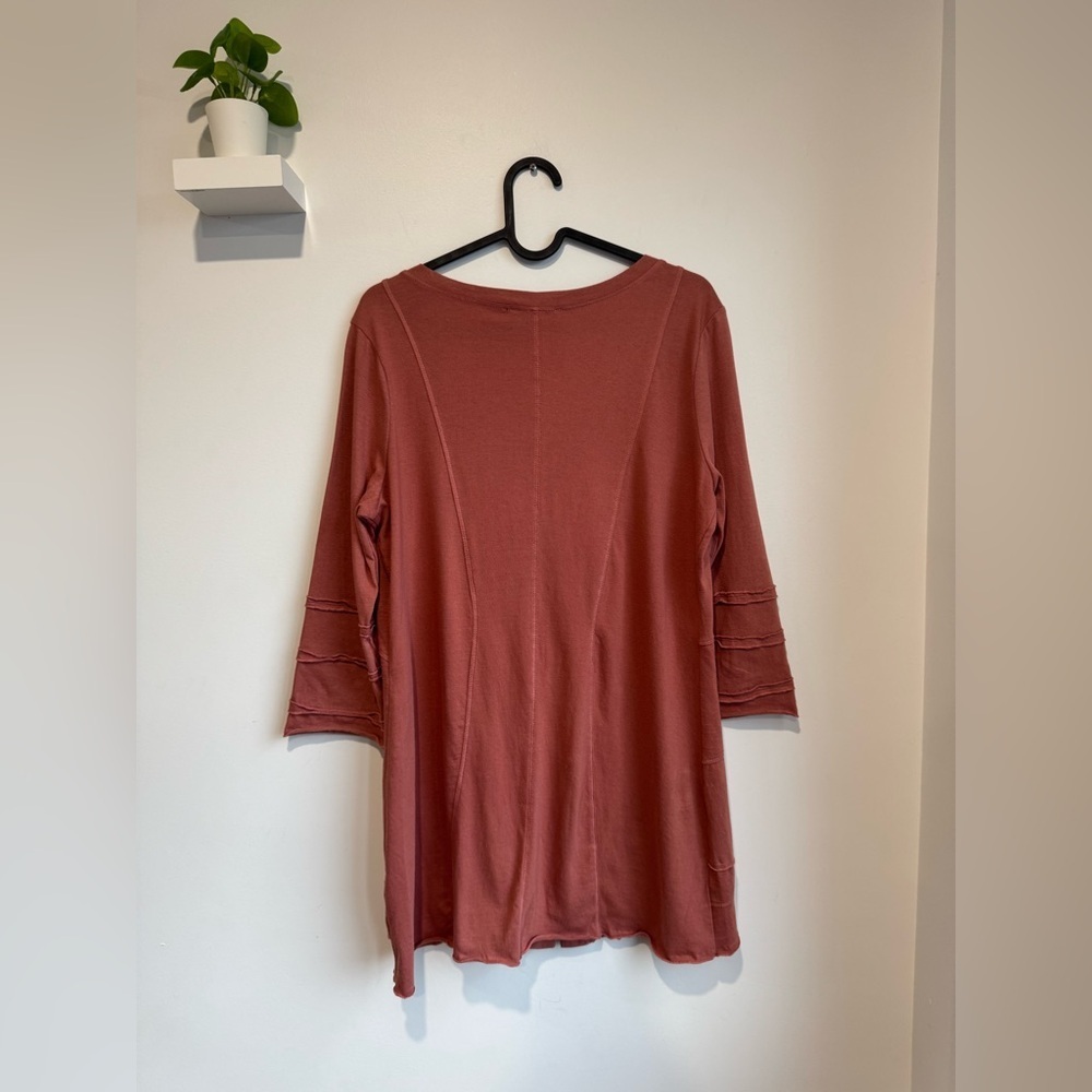 Women's Button-Down Tunic Top - Rust - Picture 2 of 9